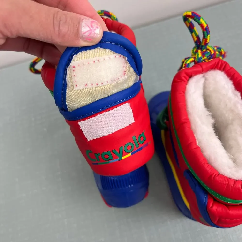 Vintage Crayola Color Block Winter Snow Boots Toddler 5
